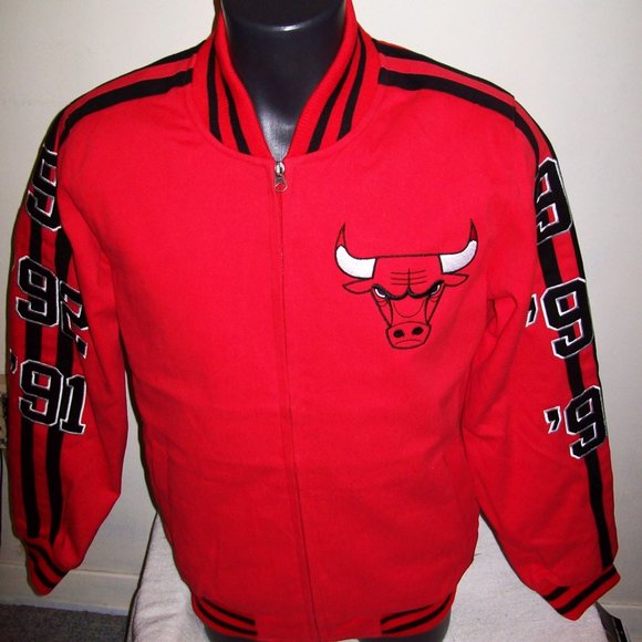 CHICAGO BULLS 6 TIME NBA FINALS COTTON CHAMPIONSHIP JACKET S M L XL 2X